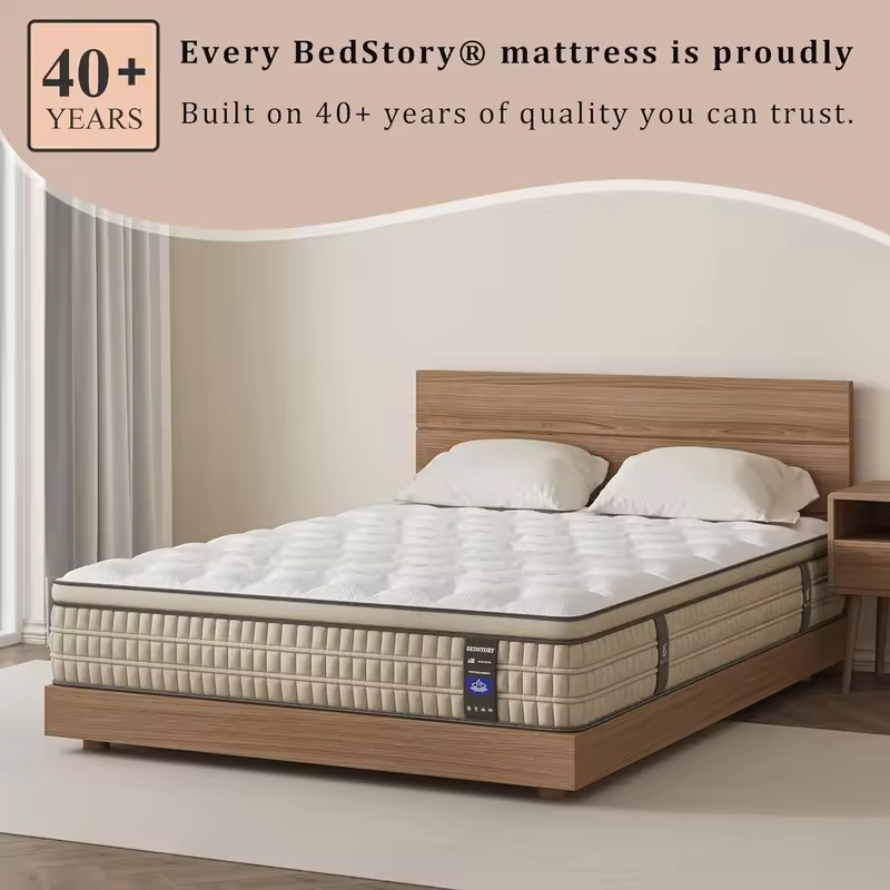 BedStory 12 Inch Full/King Hybrid Gel Memory Foam Mattress, Queen Size Mattress with Breathable Fabric for Comfortable Sleep