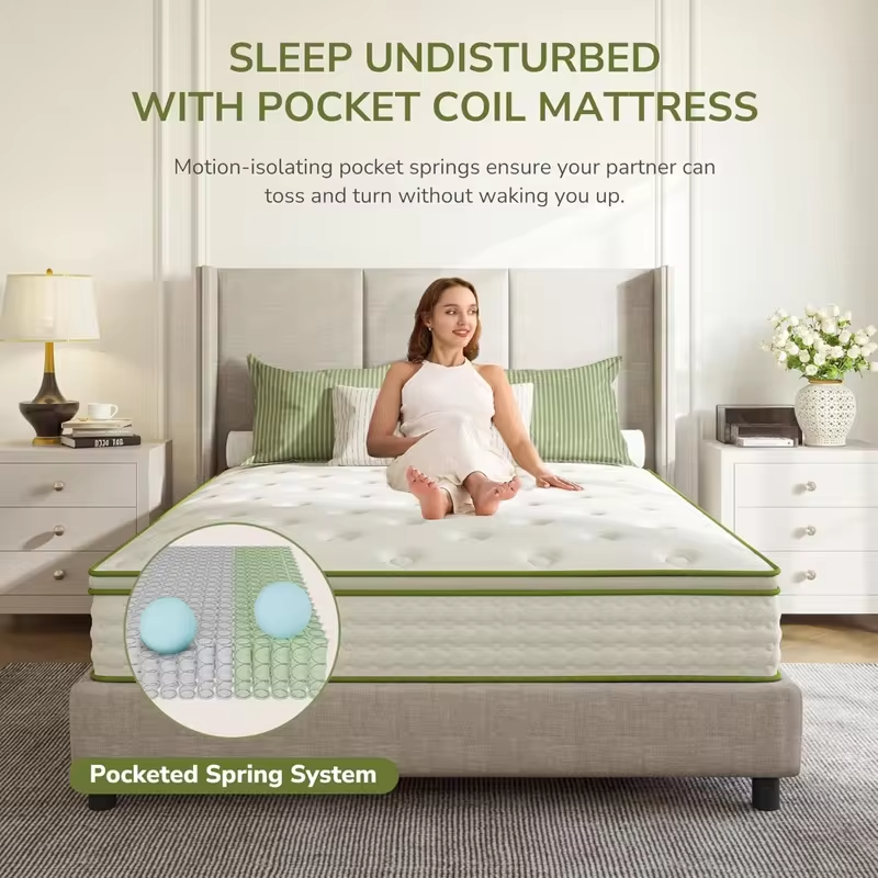 12 Inch Queen Hybrid Mattress,Medium Firm,Motion Isolation,Reinforced Edge Support,Fiberglass Free,Pressure Relief, Custom