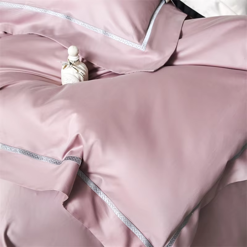 Solid Color Luxury Bedding Set 1000TC Lyocell Cotton Brushed Queen King Size Duvet Cover Flat/Fitted Bed Sheet Pillowcase 4Pcs