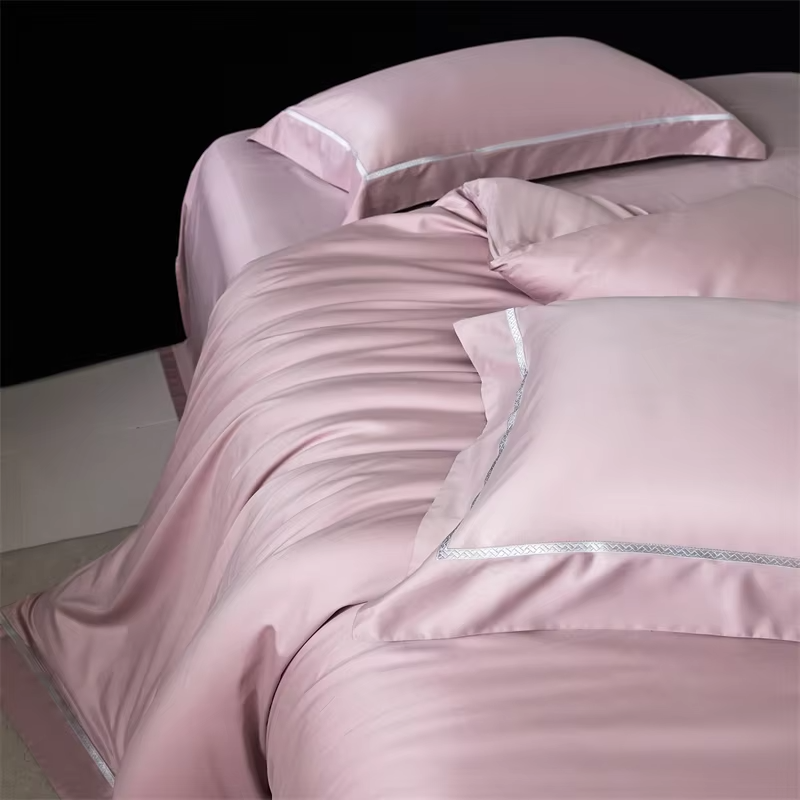Solid Color Luxury Bedding Set 1000TC Lyocell Cotton Brushed Queen King Size Duvet Cover Flat/Fitted Bed Sheet Pillowcase 4Pcs
