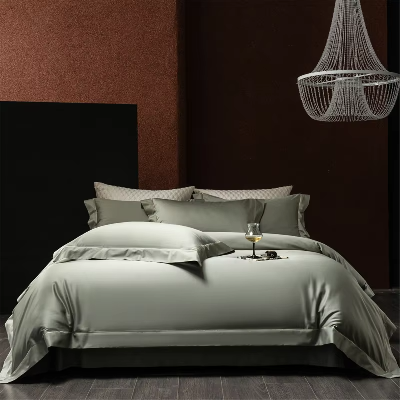 Luxury 1000TC Egyptian Cotton Bedding Set Smooth Satin Feel Duvet Cover Flat Sheet Pillow Cover Hotel Grade Home Textiles 4Pcs