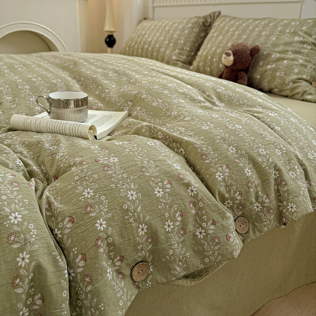 Green Floral Bedding Set Vintage Duvet Cover Set With Pillowcases Single Twin Double Sheet Bed Home Decor Bed Linen Set For Home