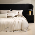 Natural Bamboo Bedding Set Silky Ultra Soft 300TC Duvet Cover Set 100% Bamboo Bed Sheet Set Embroidered Pillowcase Fitted Sheet