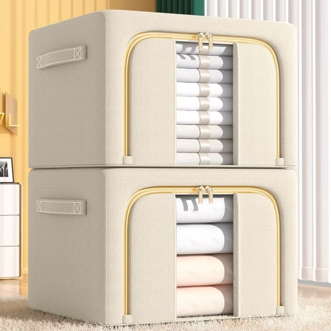 1PC Solid color steel frame storage box, clothing folding and organizing box, cabinet for moving and changing seasons, versatile