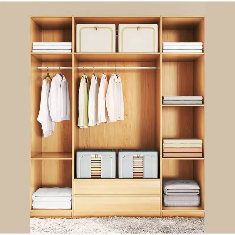 1PC 24/66/100L Large capacity clothes basket Steel frame foldable clothes storage box Cotton quilt hat scarf  Wardrobe organizer