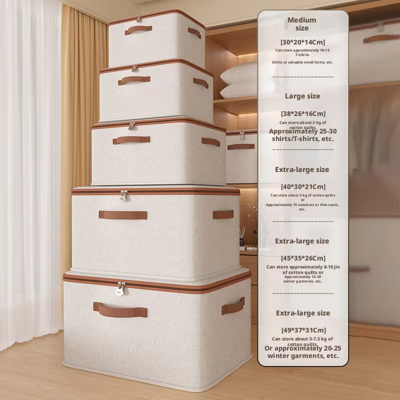 Collapsible Fabric Storage Bin, Reinforced Handle Zipper Closure Clothes Organizer for Quilt Toy Wardrobe