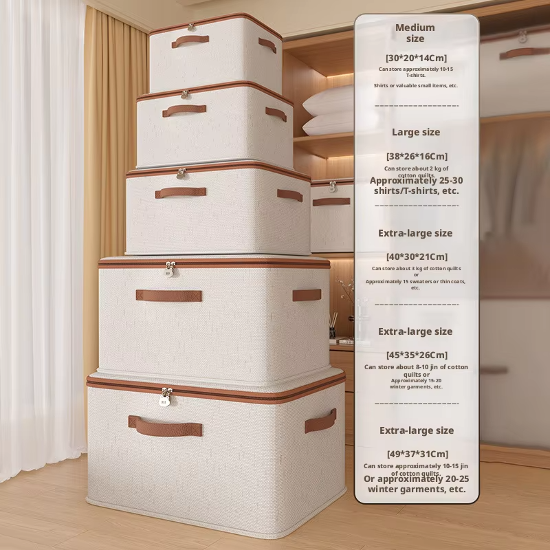 Collapsible Fabric Storage Bin, Reinforced Handle Zipper Closure Clothes Organizer for Quilt Toy Wardrobe
